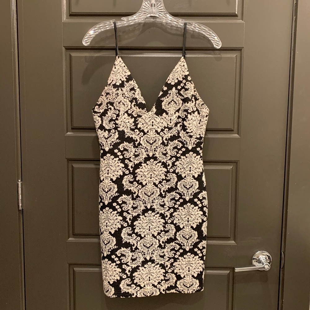 Black and White Damask Print Dress